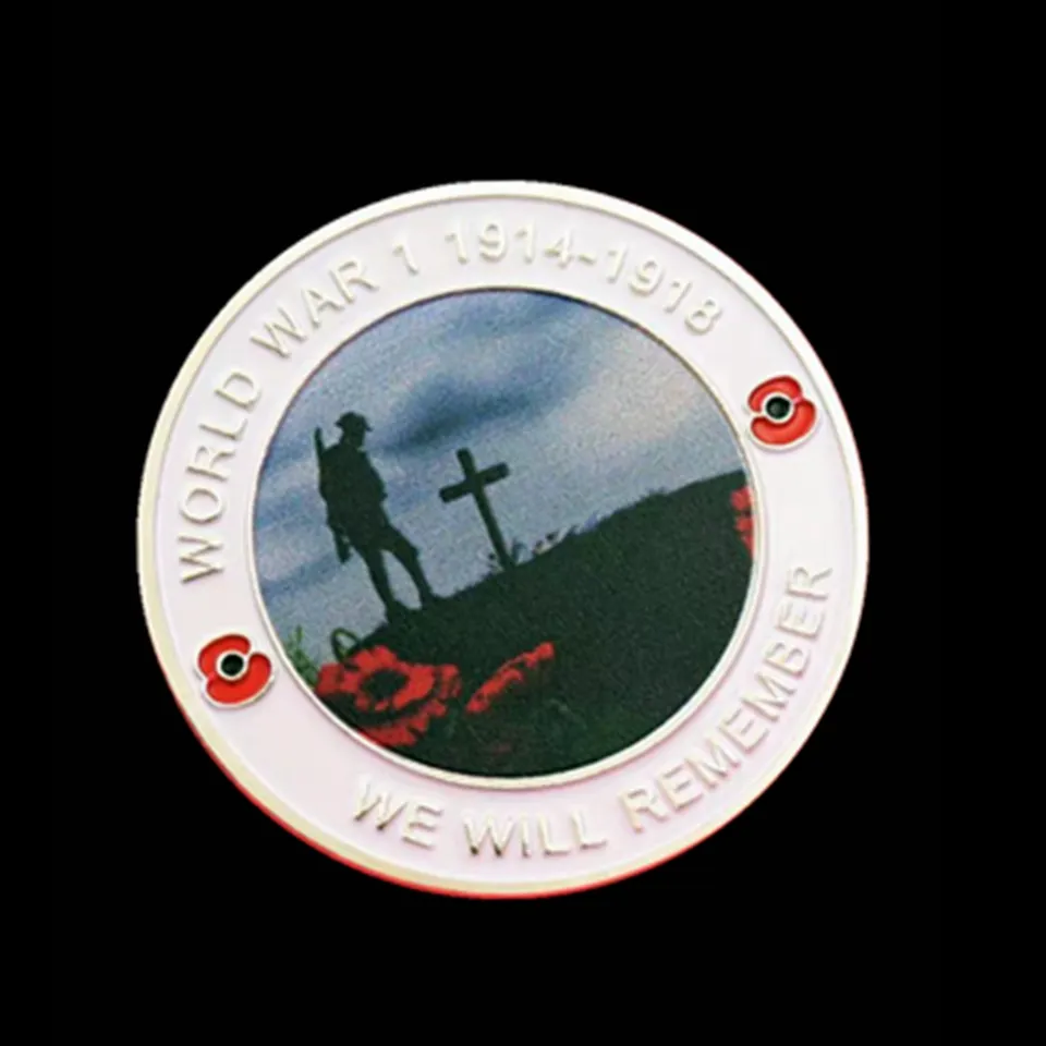 Non Magnetic Crafts Challenge Coin World War 19141918 We Will Remember Silver Plated Commemorative Badge237d5196548