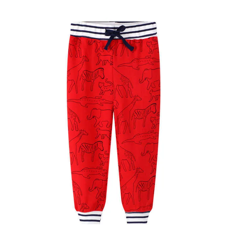 Jumping Meters Red Animals Print Children's Sweatpants for Autumn Spring Baby Long Pants Toddler Trousers Boys Girls 210529