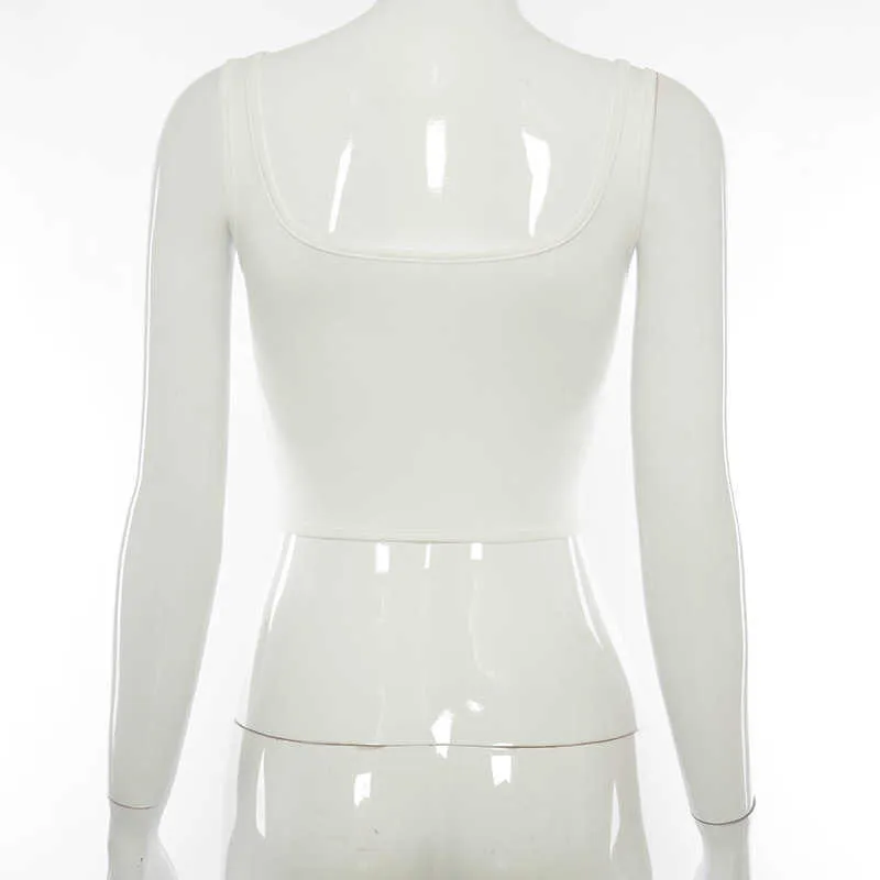 Colysmo vit tank topp singel breasted bodycon solid färg gröda bustier kvinnor avslappnad grundläggande väst sommar mode streetwear 210527