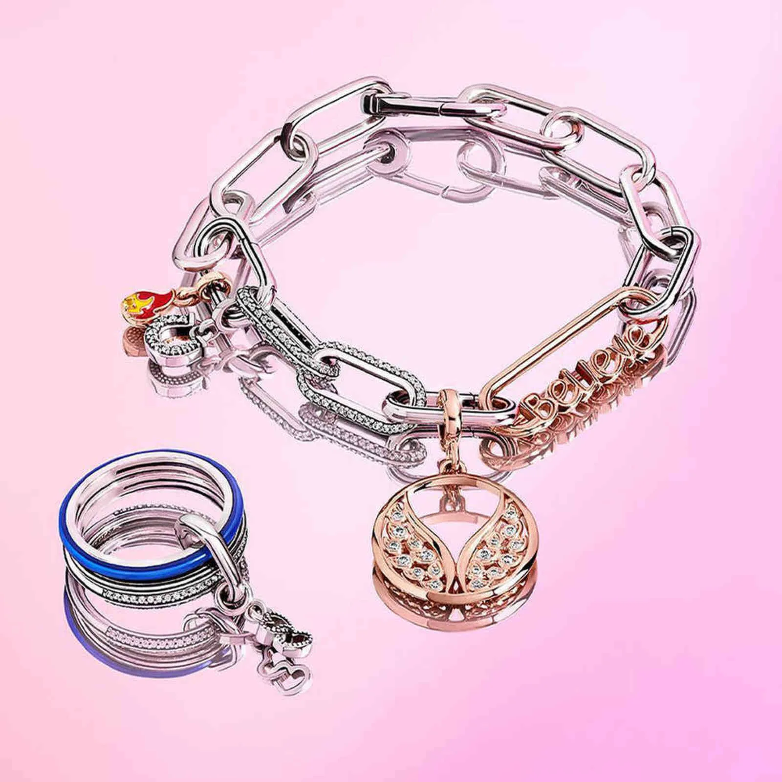 Yeni Sıcak Fine Mücevher Kadınları Orijinal Me Serisi Boncuklar Bilezik DIY Takımları Plata De Ley 925 STERLING Gümüş Accessorie5453010