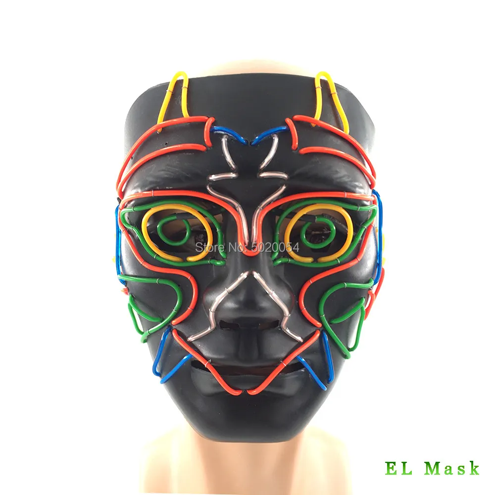 Masque lumineux démon Cosplay, accessoires de Costume, décor de maison hantée, masque Led néon pour garçons, masque EL Wire pour couloir sombre d'halloween