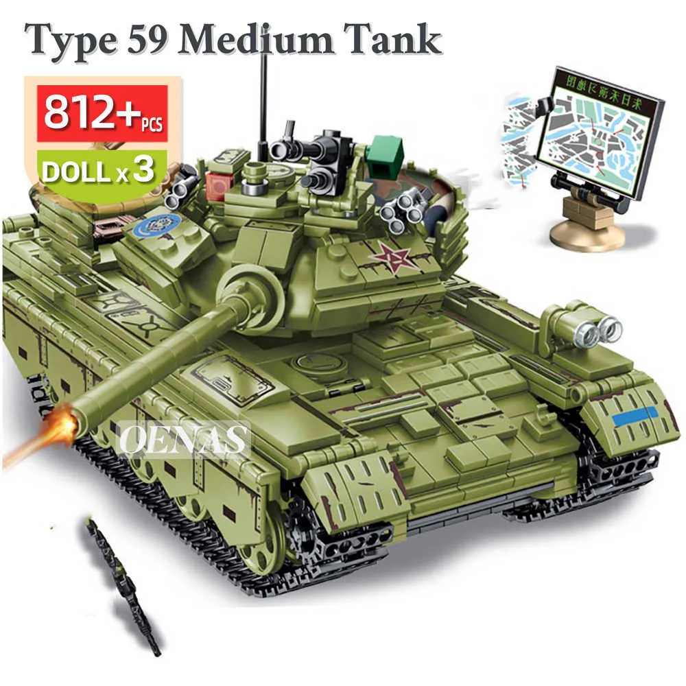 Sembo Military WW2 Army Action Figures VT4 T34 Z9 Main Battle Tank Fordon Modell Byggblock Kits Kids Educational Toys Present H0824