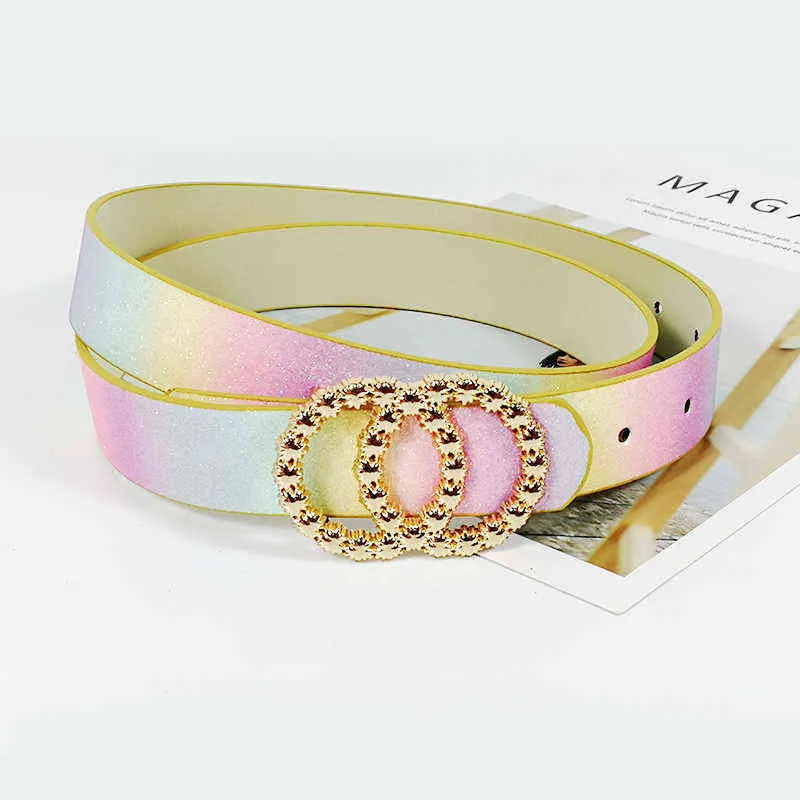 Ceintures brillantes colorées pour femmes arc-en-ciel couleur strass ceinture gothique ceinture femme perle cinturon mode bracelet rose luxe 2020 G220301