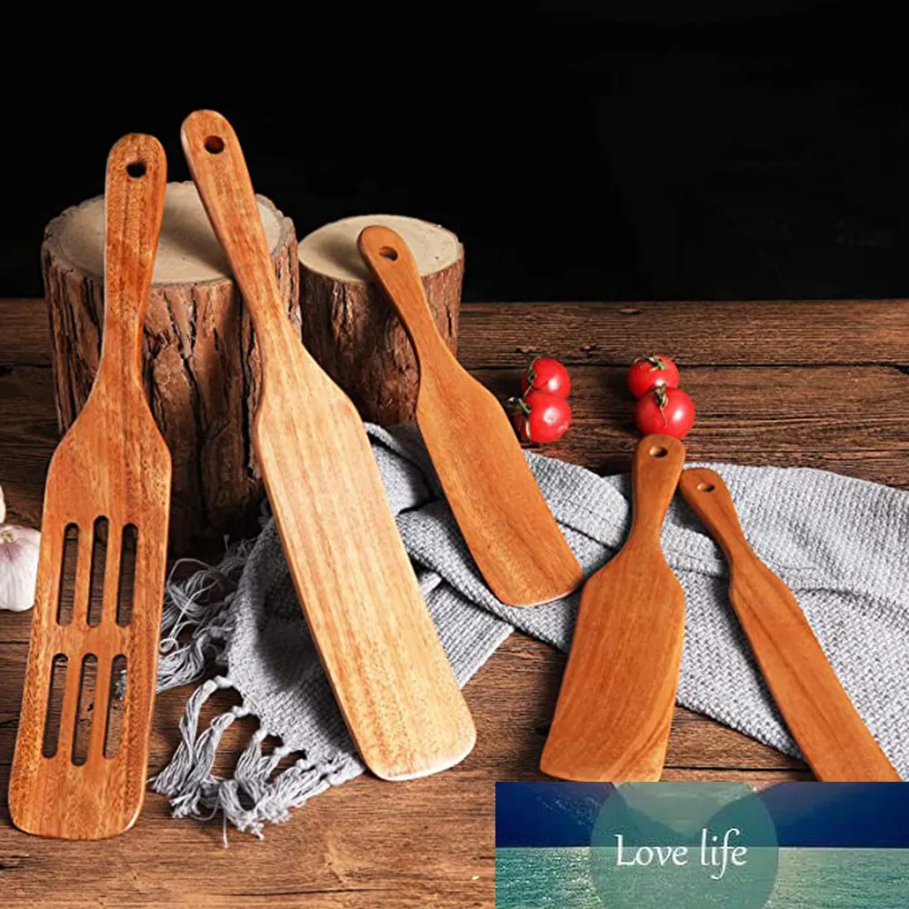 Juego de utensilios de cocina de madera, juegos de cocina de Acacia Spurtle, utensilios de cocina de madera antiadherentes, espátula ranurada, espátula 287p