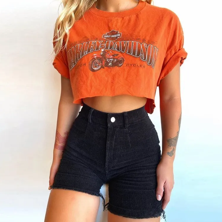 YICIYA Black Casual Corduroy Shorts Women Harajuku Korean Elastic High Waist Short Pants Ugly Letter Summer Women 210306