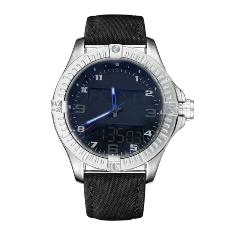 Moda niebieska tarcza zegarków męska podwójna strefa czasowa zegarek elektroniczny wskaźnik Wyświetla