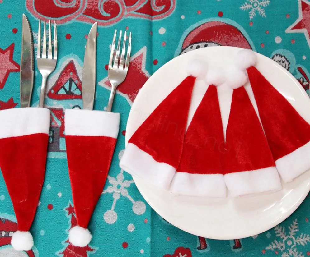 Couverture de bouteille de vin de noël petit chapeau pour décorations de bouteilles de noël enfants cadeau joyeux nouvel an Bar Table décor fournitures casquette