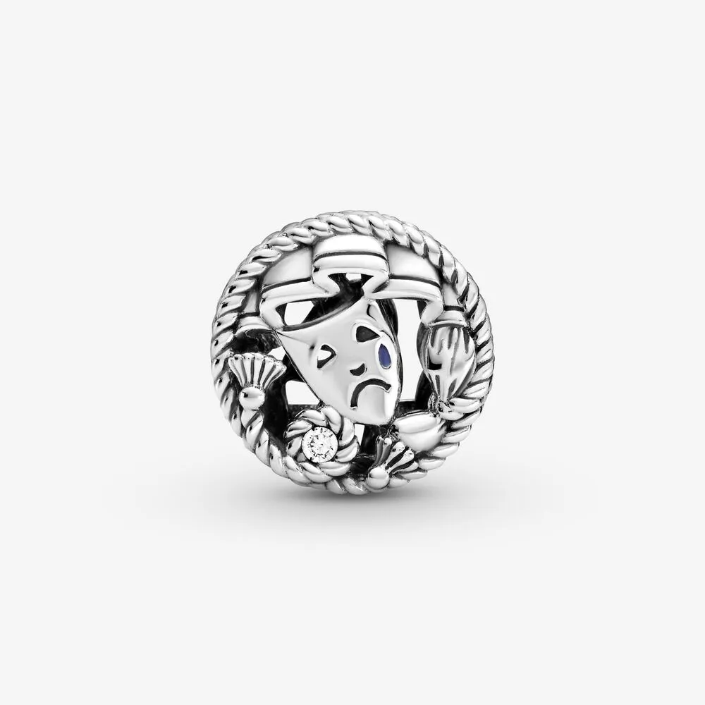 Nuovo arrivo 100% argento sterling 925 commedia tragedia dramma maschere fascino adatto originale europeo braccialetto di fascino gioielli di moda Acces258O