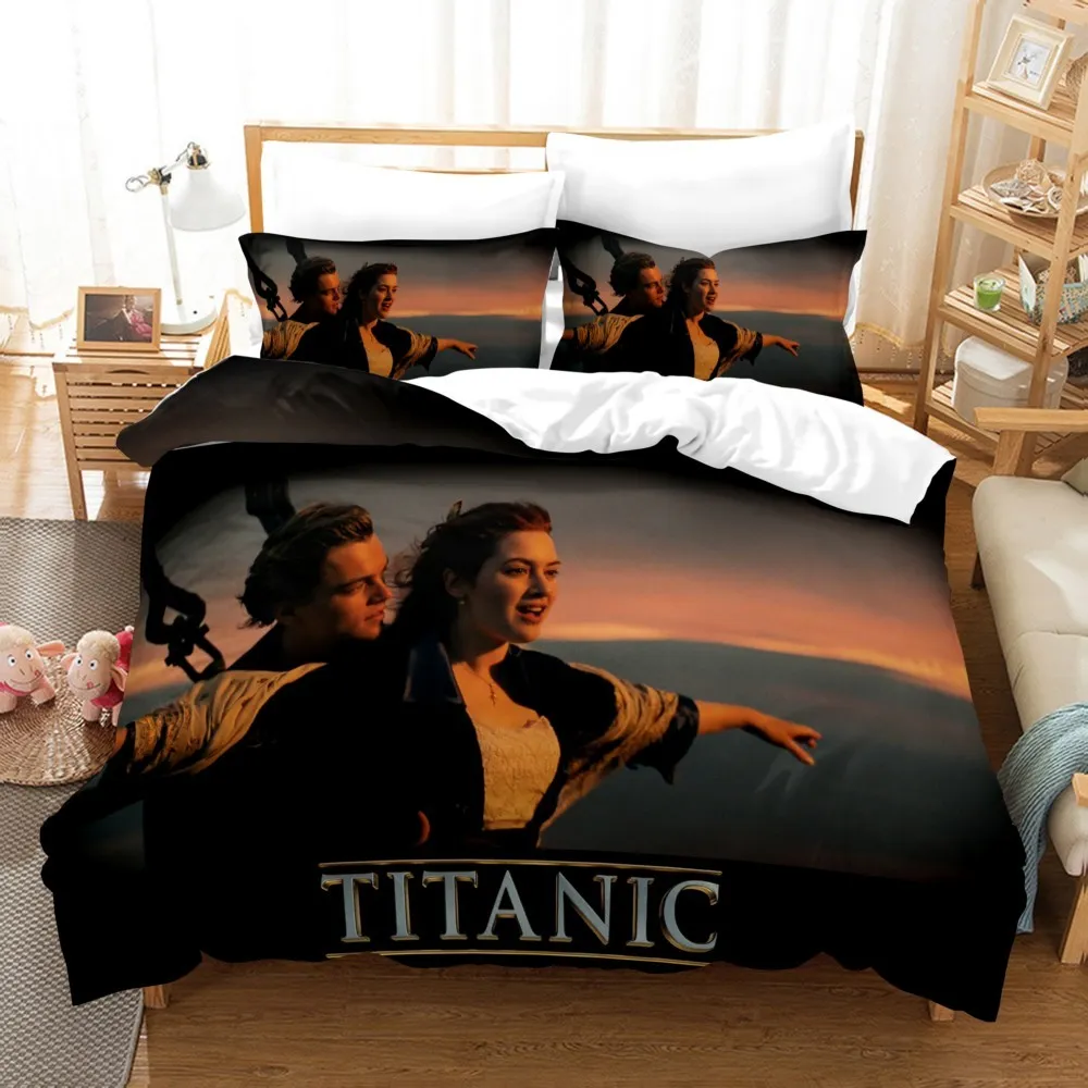 Set biancheria da letto 3D Set copripiumino design stampa 3D King Queen Twin Size Dropshipping Boy gife Jack e Rose Titanic 210317