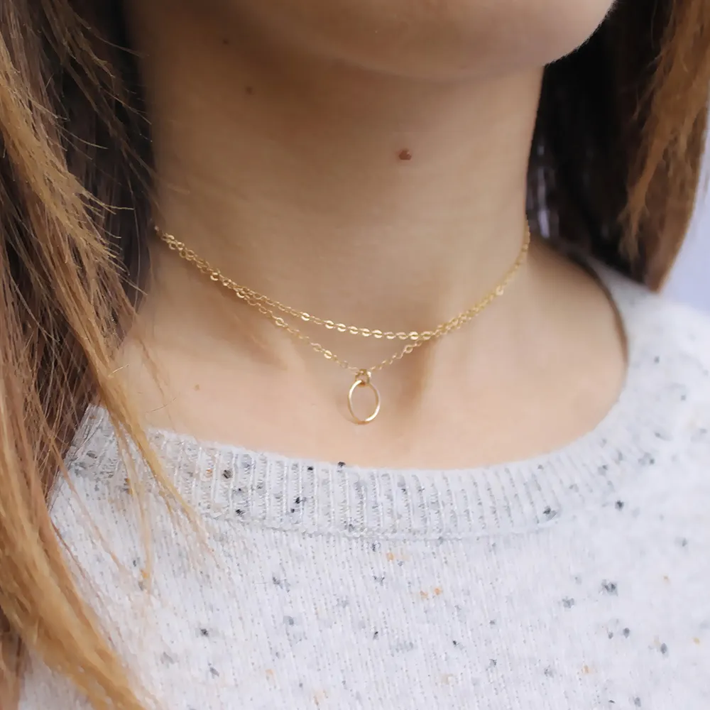 Guldcirkel Skiktad Halsband Handgjorda Smycken Choker Pendants Collier Femme Kolye Collares Womens