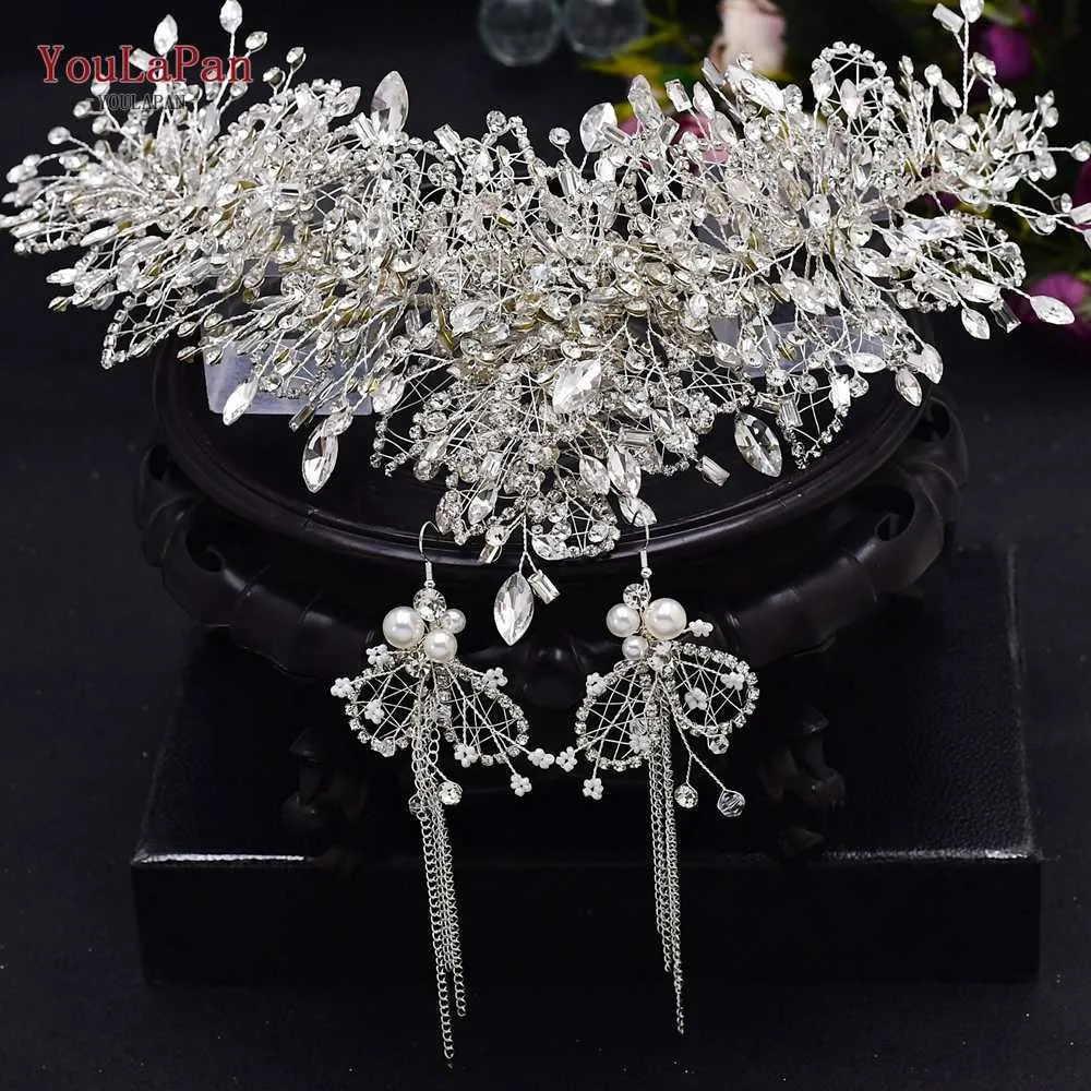 Topqueen HP372 Hidal strass Tiara Ensemble Big Luxe Mariage Crown Bridal Tiara Femme Bride Bride Accessoires Mariages Mariage Tiara Bandeau X0625