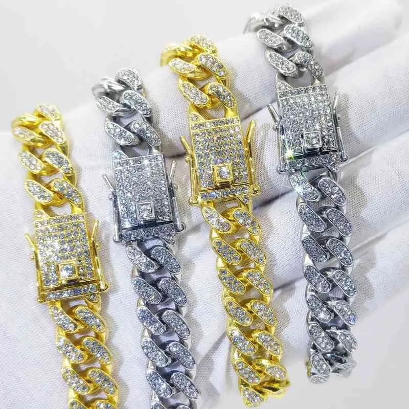 Brazalete de diamantes de imitación punk de moda de lujo para mujeres Hiphop Cuban Link Pulseras Diseño simple Goldy Silver Color Jewellryw501 {Categoría}