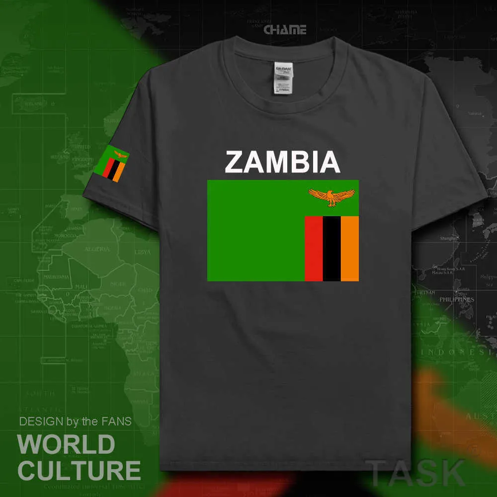 Republika Zambia Zambian Męskie Koszulki Koszulki Nation Team Tshirt 100% Bawełna T-Shirt Odzież Tees Country Sporting ZMB X0621