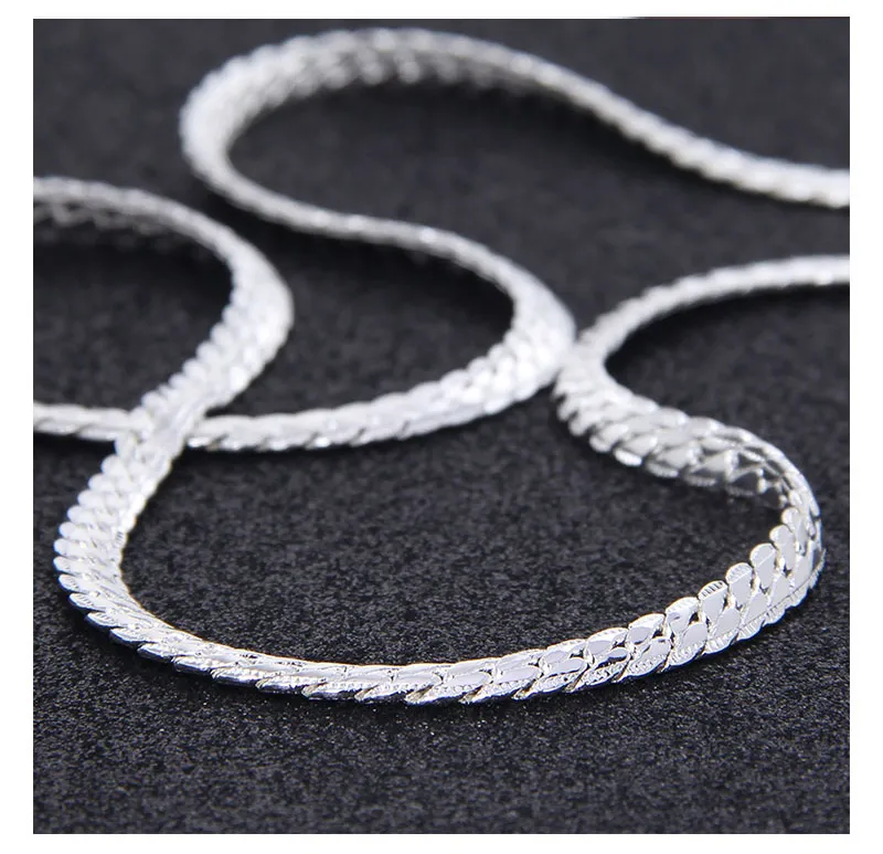 925 Sterling Silver Chain Necklace 5mm Hela sidled kubansk länkhalsband för kvinnliga män mode bröllop engagemang smycken179r
