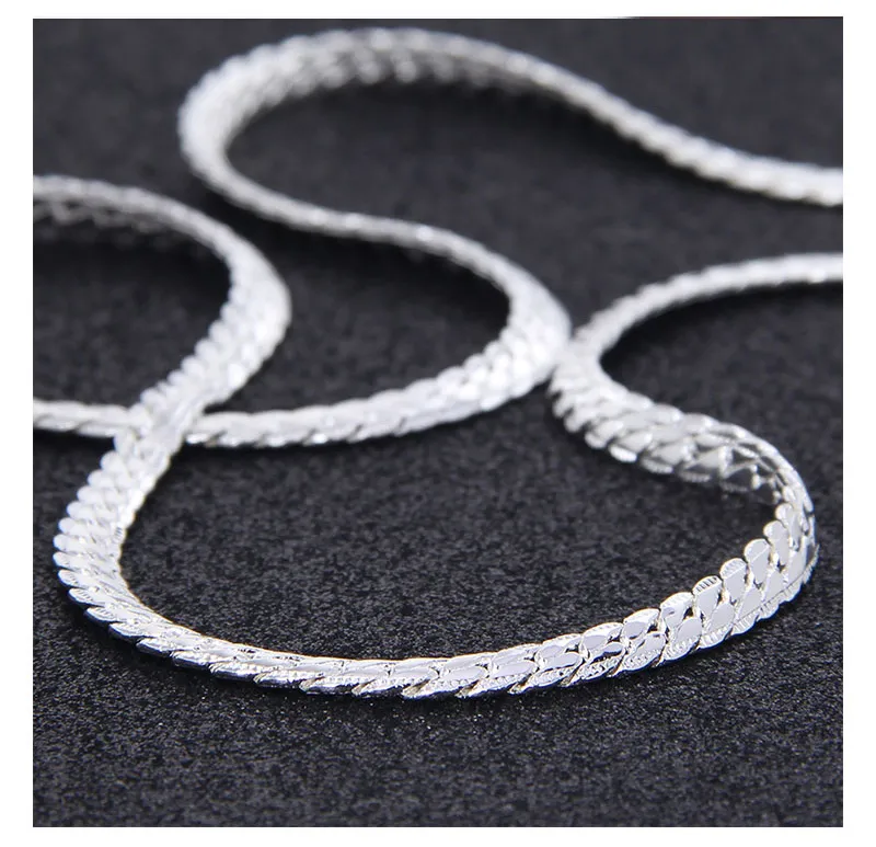 925 Sterling zilveren ketting ketting 5 mm volledige zijwaartse zijwaartse Cubaanse link ketting voor vrouw mannen mode bruiloft verloving sieraden3479164