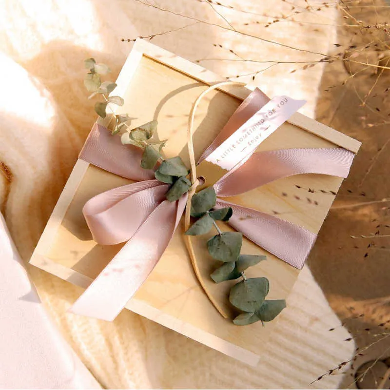 Cutelife Nordic Legno Compleanno Natale Scatola di nozze Scatola regalo di nozze Può essere personalizzata Scatola di legno regalo di nozze di eucalipto 210724