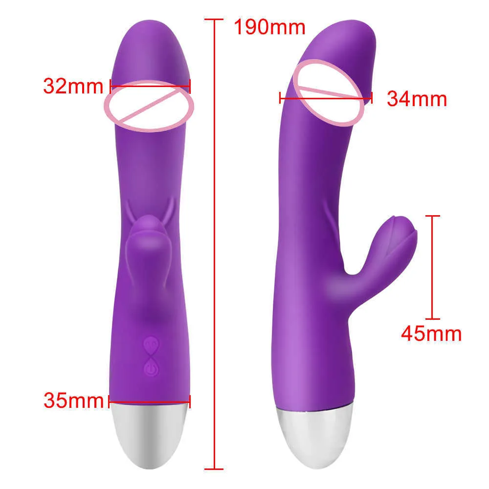 Articoli il massaggio Masturbazione femminile Dildo Vibratore del coniglio Massaggiatore del punto G Stimolatore del clitoride vaginale Doppia vibrazione Giocattoli del sesso la donna