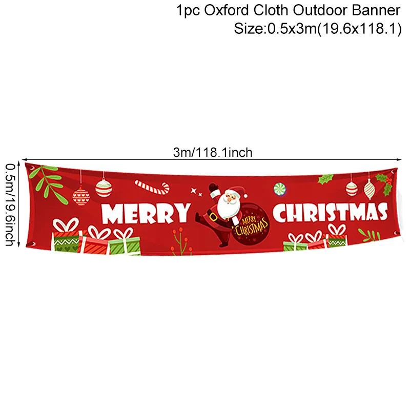 Joyeux Noël Bannière Ox Tissu Suspendu S Décorations pour la maison Magasin extérieur Drapeau Navidad Année Y201020