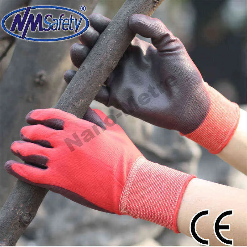 12 çiftlik profesyonel çalışma koruyucu eldiven erkekler inşaat kadın bahçe kırmızı naylon koşu eldiven 211296219243