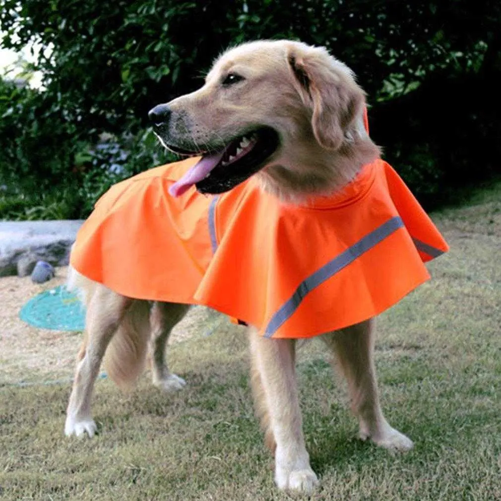 Reflective Tape Dog Raincoat Large Pet Coat Pets Clothes Teddy Bear Big RainCoat Puppy M-XXL 211007