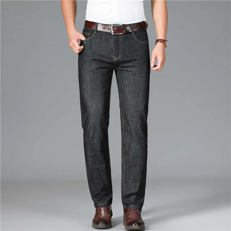Wiosna i lato Classic Style Lekkie Proste Jeans Business Casual Young Men's Duży rozmiar Marka Cienka 210716