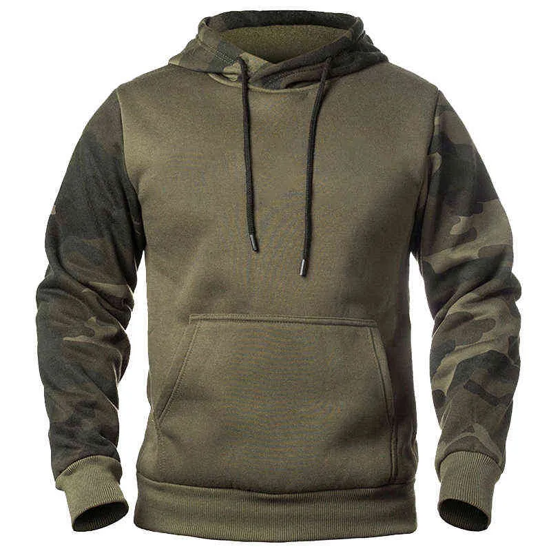 Camouflage Hoodies Mäns Fashion Sweatshirt Man Camo Hooded Hip Höst Vinter Militär Hoodie Fleece Coats US / EUR Storlek 211230