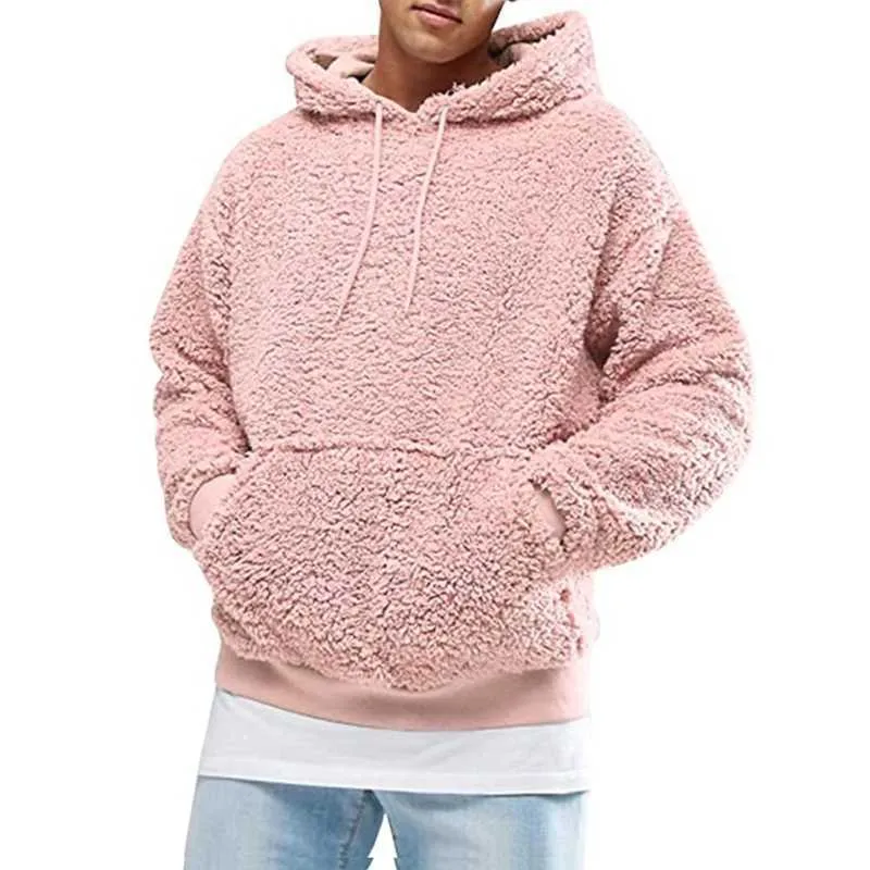 Hommes garçons hiver épaissis en peluche à manches longues Sweat-shirt à sweat à sweat à crampons à swets à swets avec poche du kangaroo mogaroo s-3xl x0710