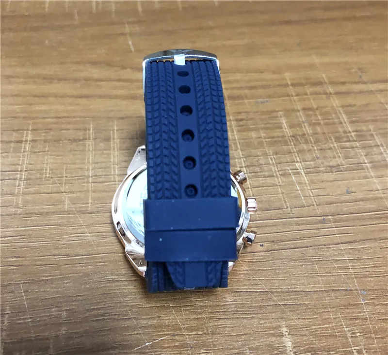 Górne zegarki męskie z silikonowym paskiem 45 mm sportowy zegarek duży czarny niebieski brązowy na rękawo na rękę w dobrej jakości 277p