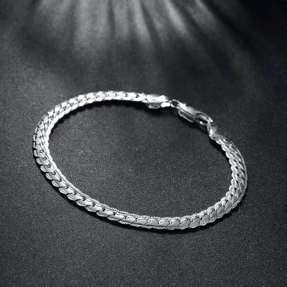 925 prata conjunto 2 peças 6mm pulseira colar homens e mulheres moda jóias cadeia de corrente casamento presente