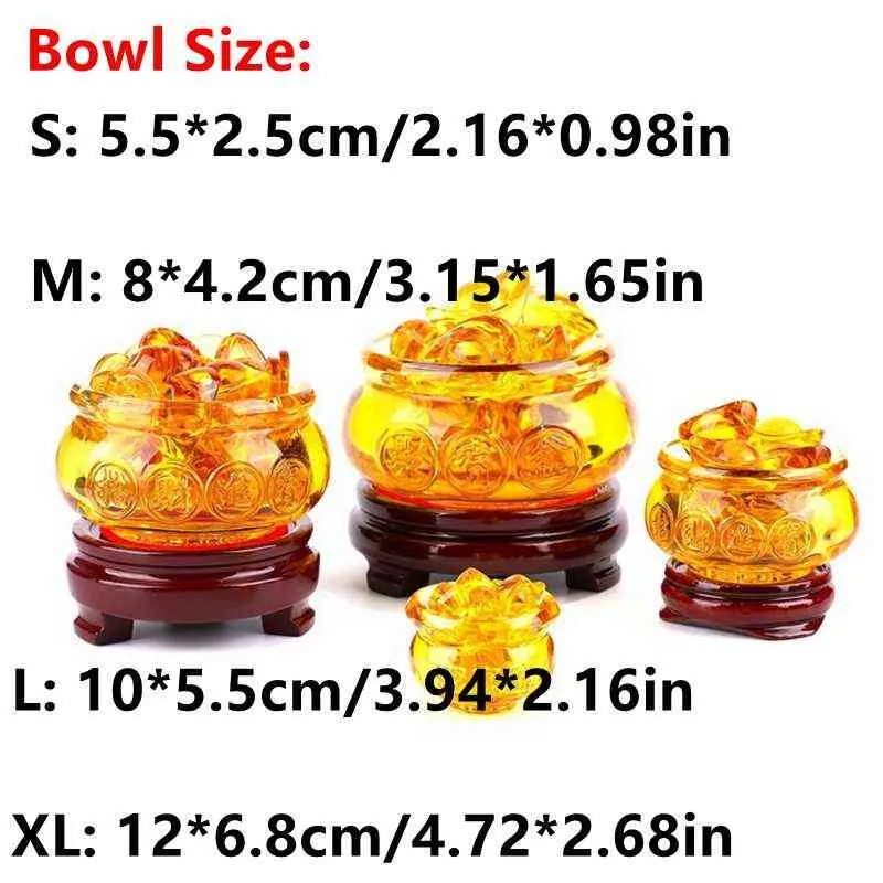 Geel Crystal Glazuur Chinese Fengshui rijkdom Yuanbao Dragon Treasure Bowl Statue 2111108