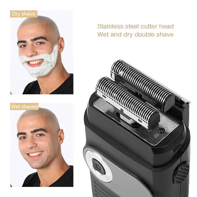 Elektrorasierer 3D Triple Floating Doppelklinge Gesichtsrasur Bart Waschbar USB wiederaufladbar Tragbare Bartschneidermaschine 45G P0817