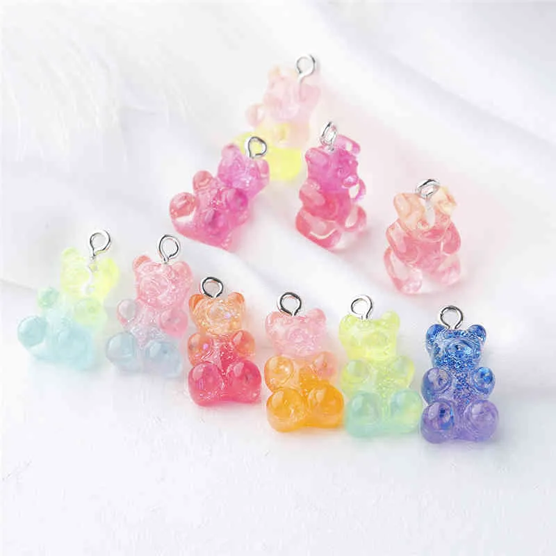 YEYULIN 100 pièces bonbons ours mignon résine breloques bricolage Patch résultats gommeux boucles d'oreilles porte-clés collier pendentif bijoux décor accessoire