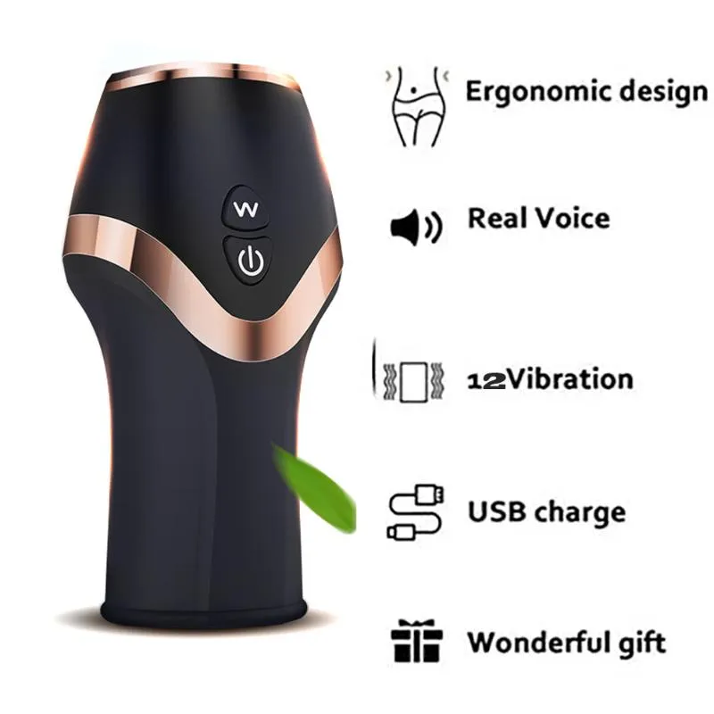 Upgrade Motor Male Blowjob Training Cup with 12 Vibration Modes Increase Endurance Satisfy Her Sexual Desire Extend Passion Time282Y