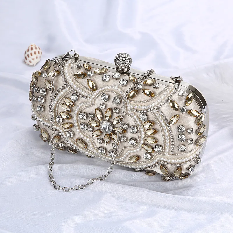 Pochette femmes mariage argent pochette sac à main de luxe fête diamant chaîne sac à main pochette avec strass bolsa feminina ZD1336