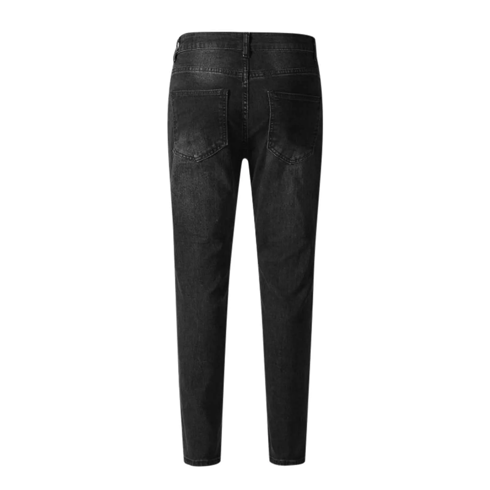 Dżinsy dla mężczyzn 2021 Męskie Casual Fitness Solidna Kulturystyka Kieszonkowa Skóra Pełna Długość Spodnie Spodnie Pantalones Vaqueros Hombre X0621