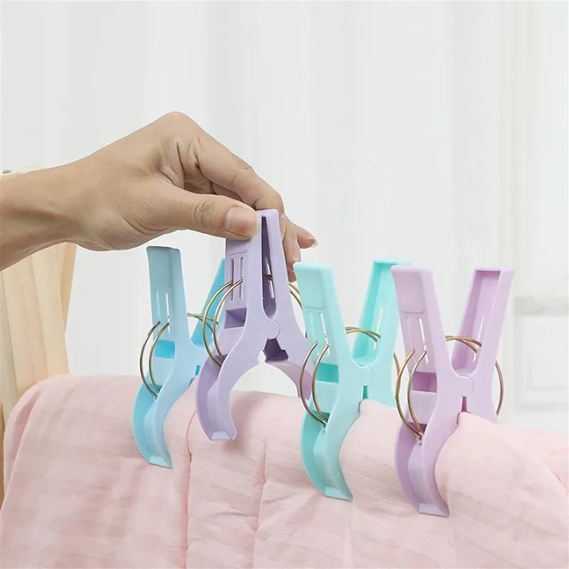 OUNONA Plastic Clothespins Laundry Clothes Pins Beach Towel Clips Bright Color Clothes Pegs jumbo Size for Pool Loungers