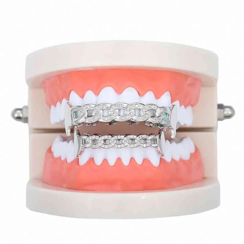 Hip-hop cubic zircone denti Grillz Scava fuori Shinytop Bottom Grills Griglie Dental Bocca Punk Cappellini denti Punk Cappellini Rapper Gioielli