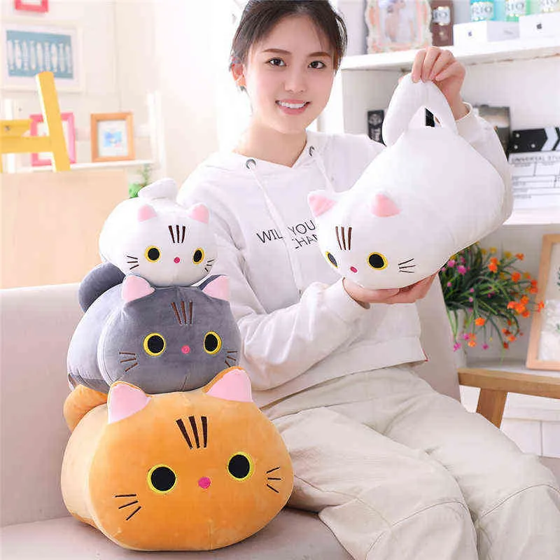 25-50 cm mignon doux chat en peluche oreiller coussin Kawaii peluche chat en peluche jouets enfants enfants bébé cadeau Y211119