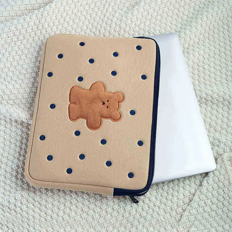 Korea Cartoon Tablet Case Leuke koekjes beer beschermhoes voor laptop ipad pro 9.7 11 13 15.6 inch Opslag mouw binnenzak 202211