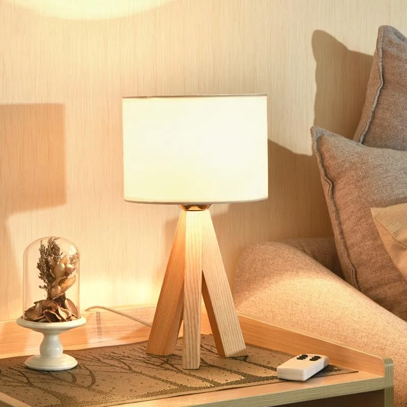 LED 테이블 램프 나무 침대 램프 침대 옆 거실을위한 데코 침실 램파라스 드 메사 파라 엘 Dormitorio Classic3297