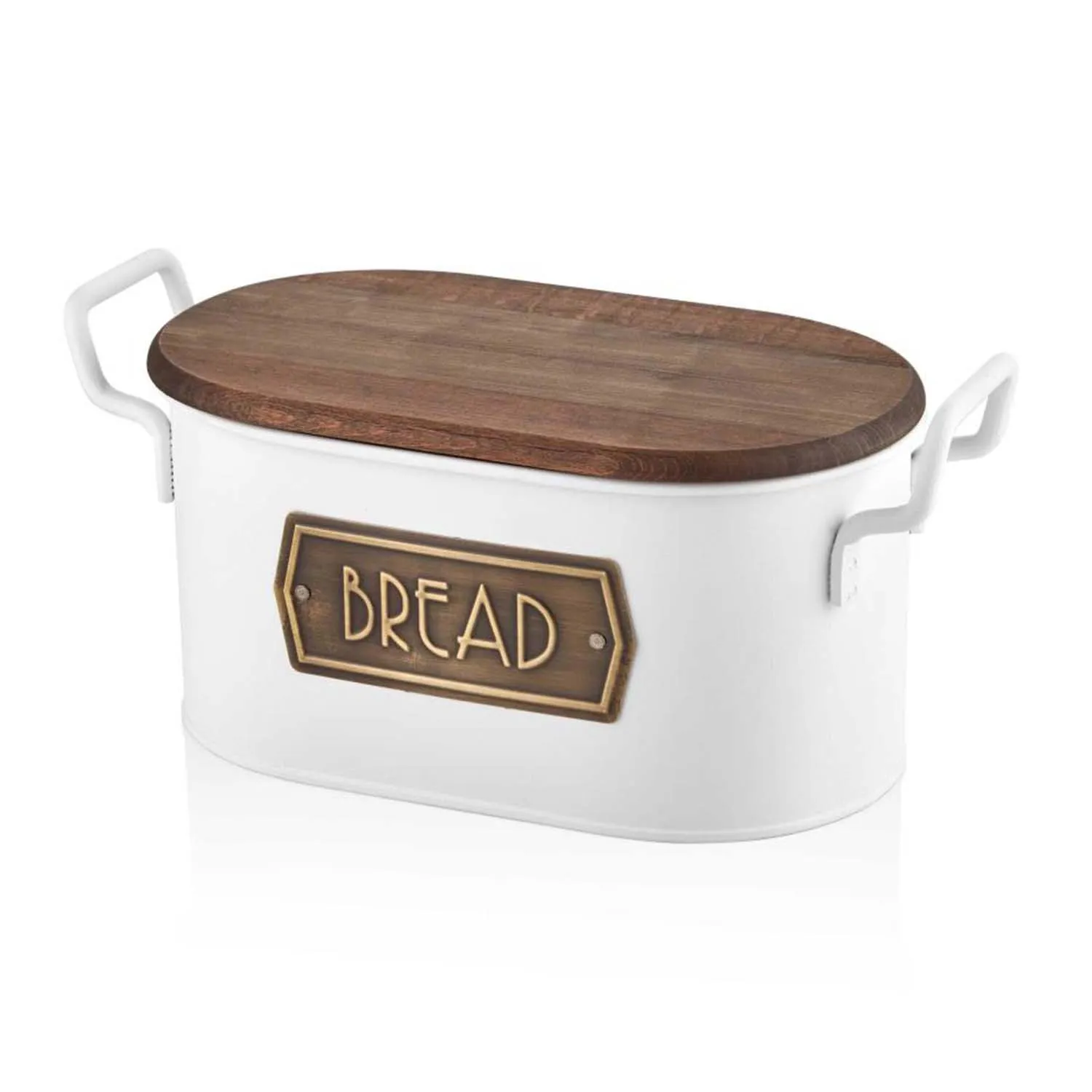 Bread Box, With Wood Lid And Cutting Board Storage, Bin Keeper Food Kitchen Container Galvanized 210315