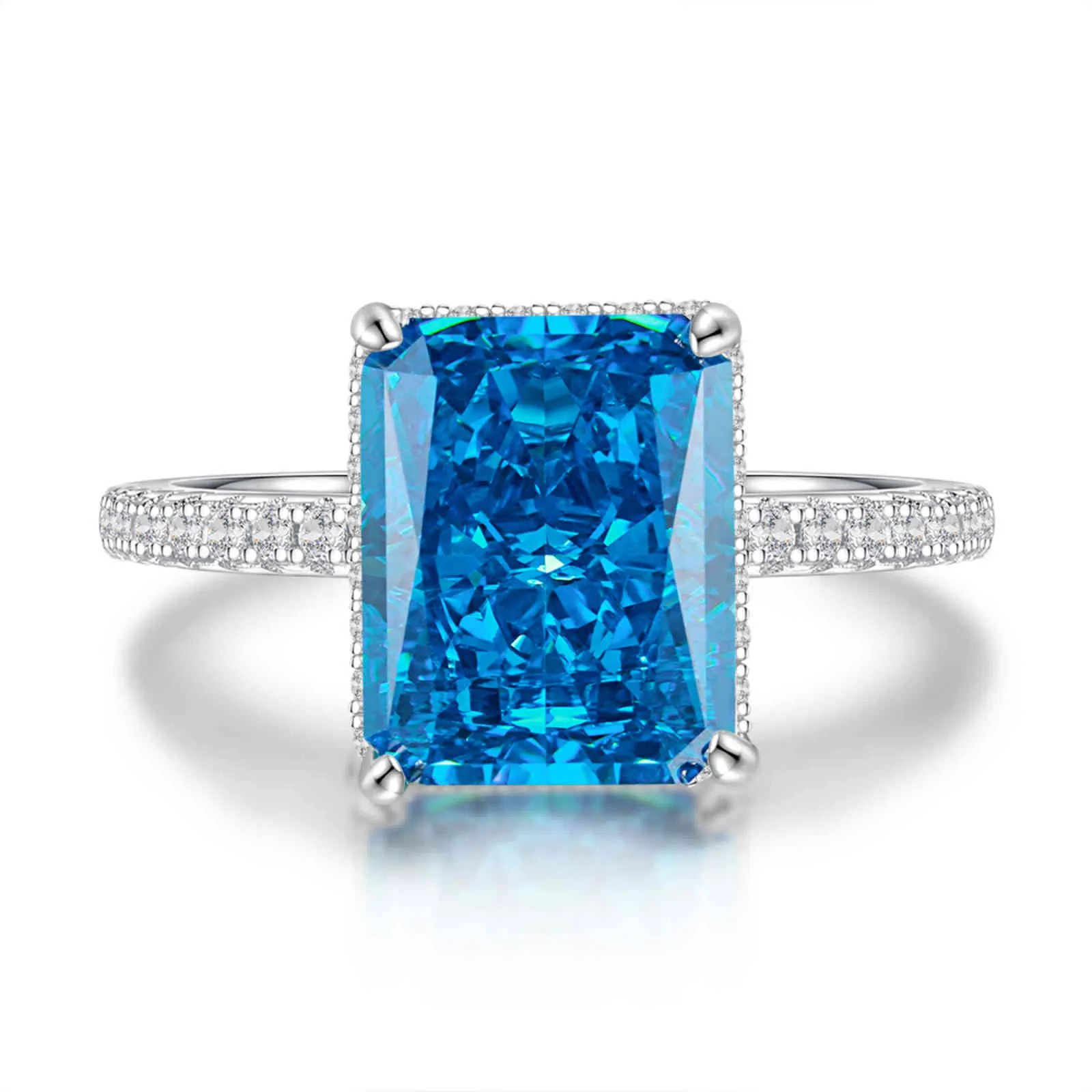 Wuiha 100 925 Silver Silver Créé Moissanite Emerald Gemstone Birthstone Wedding Engagement Ring Fine Bijoux entier1068588