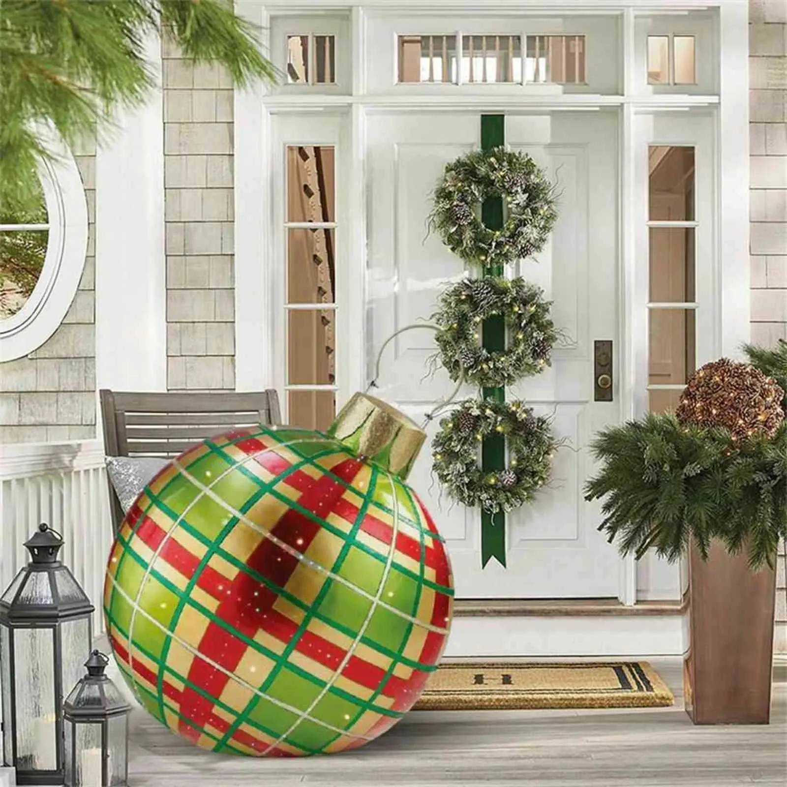 60 см большие рождественские шары елочные украшения атмосфера на открытом воздухе надувные игрушки для дома подарок шар орнамент 21110577915118448893