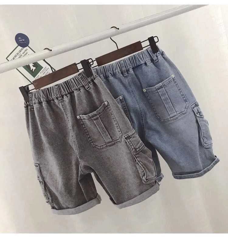 Barn pojke kort jeans byxor cowboy baby casual shorts mode 5 - 16 år stora sju-point s paket capri 210723