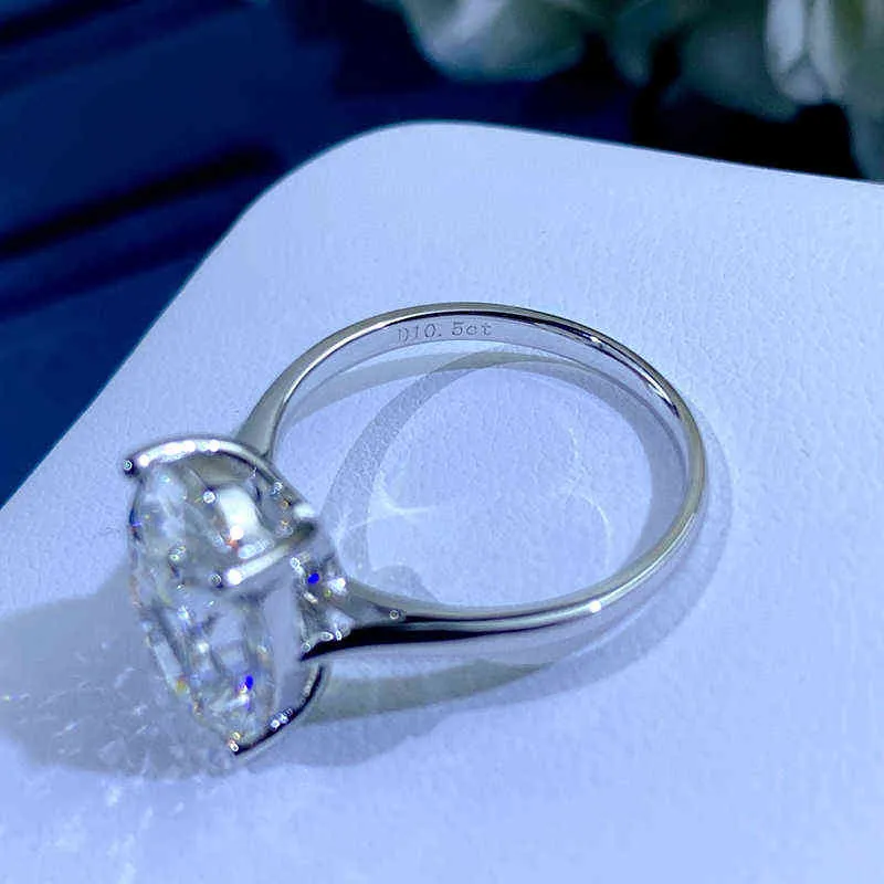 Luomansi 10.5CT ovale Super Flash Big Diamond Ring 100% -S925 Sterling Silver 18K Gold Femme Bijoux de fiançailles de mariage 211217