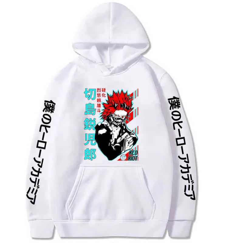 Harajuku My Hero Academia Unisex Hoodies Japanese Anime kirishima eijiro Printed Men's Hoodie Streetwear Casual Sweatshirt H1227