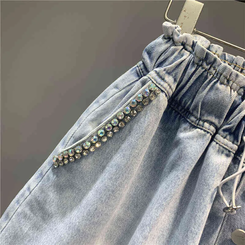 Sommer Europäische Frauen Exquisite Denim Shorts Damen Mode Plus Größe Lose Breite Bein A-Linie Jeans Hosen 211129