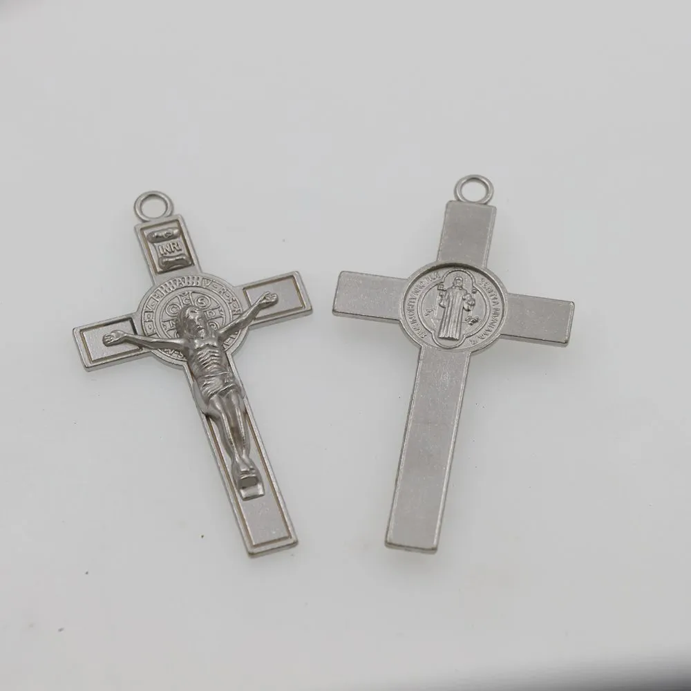 20st Katolisisme Benedict Medal Cross Charms Crucifix Pendant Handmade Antique Silver Gold Black Pendants smycken Fynd Compon192s