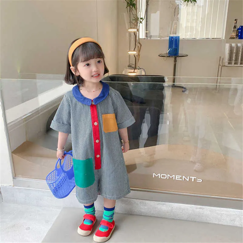 Fashion Children Boys and Girls Casual Jumpsuit Playsuits Kids Summer Short Sleeve Romper Onesie 210619