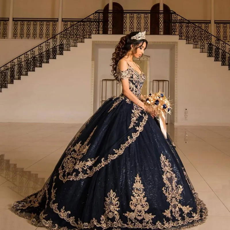 Princesa azul marinho vestidos de 15 a os vestidos quinceanera 2021 doce 16 vestido coleccion charro vestido de baile vestidos de baile285u